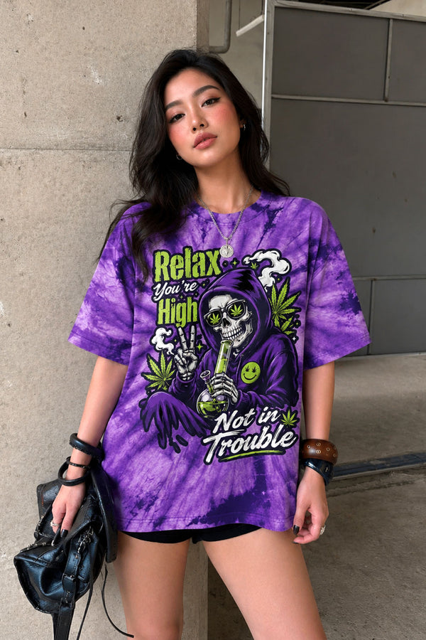 Relax Youre High Purple Tie Dye Tee
