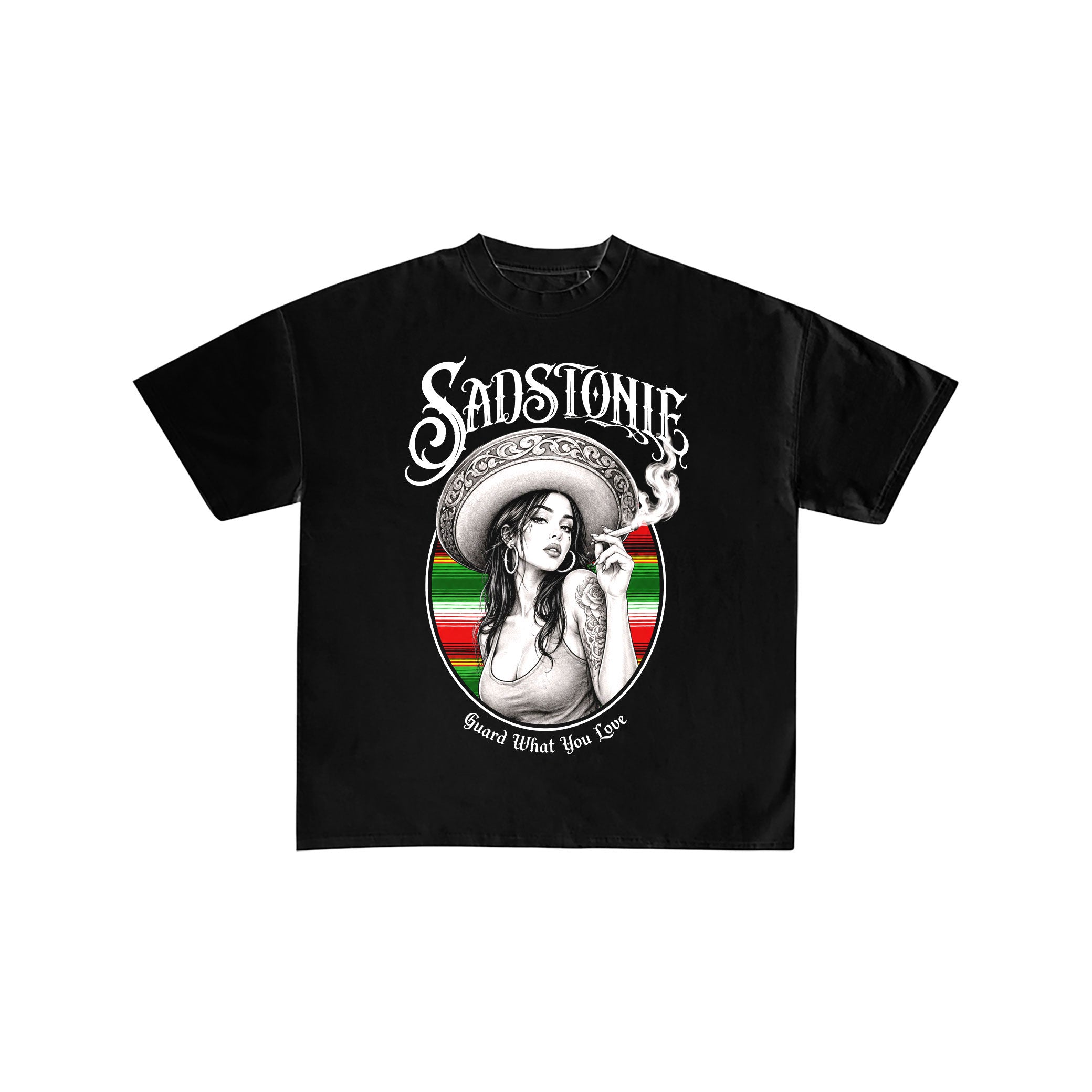 Chicano Girl Graphic Tee Black T-Shirt