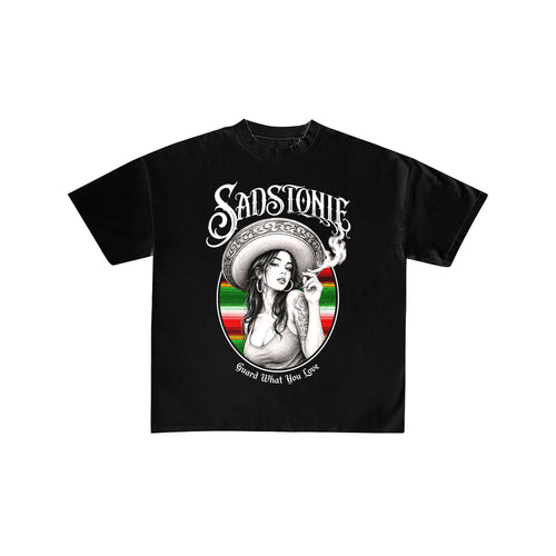 Chicano Girl Graphic Tee Black T-Shirt