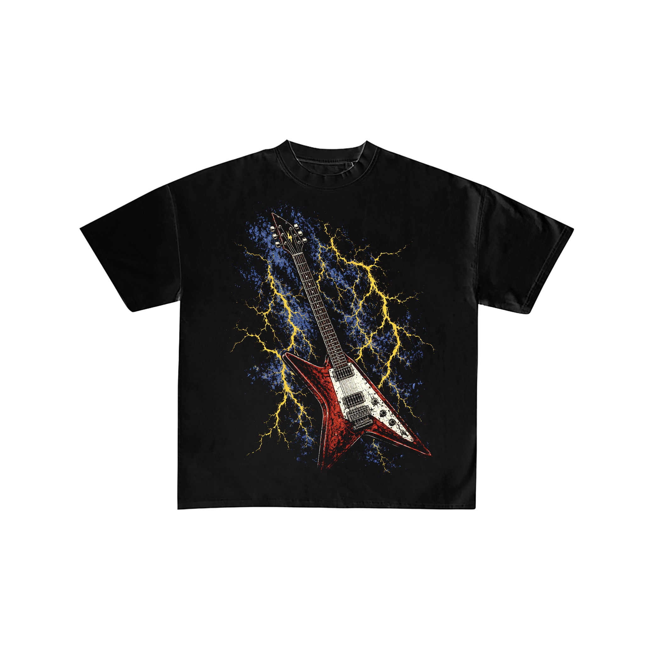 Lightning Guitar Rock Graphic Tee