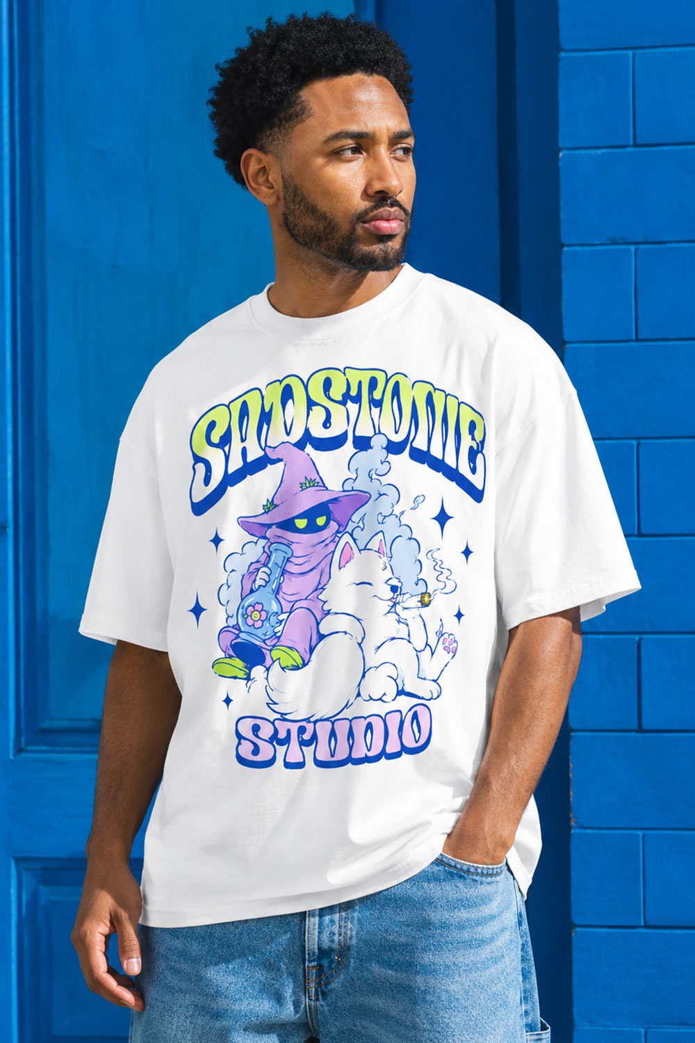 Sadstonie Studio Wizard White Graphic Tee