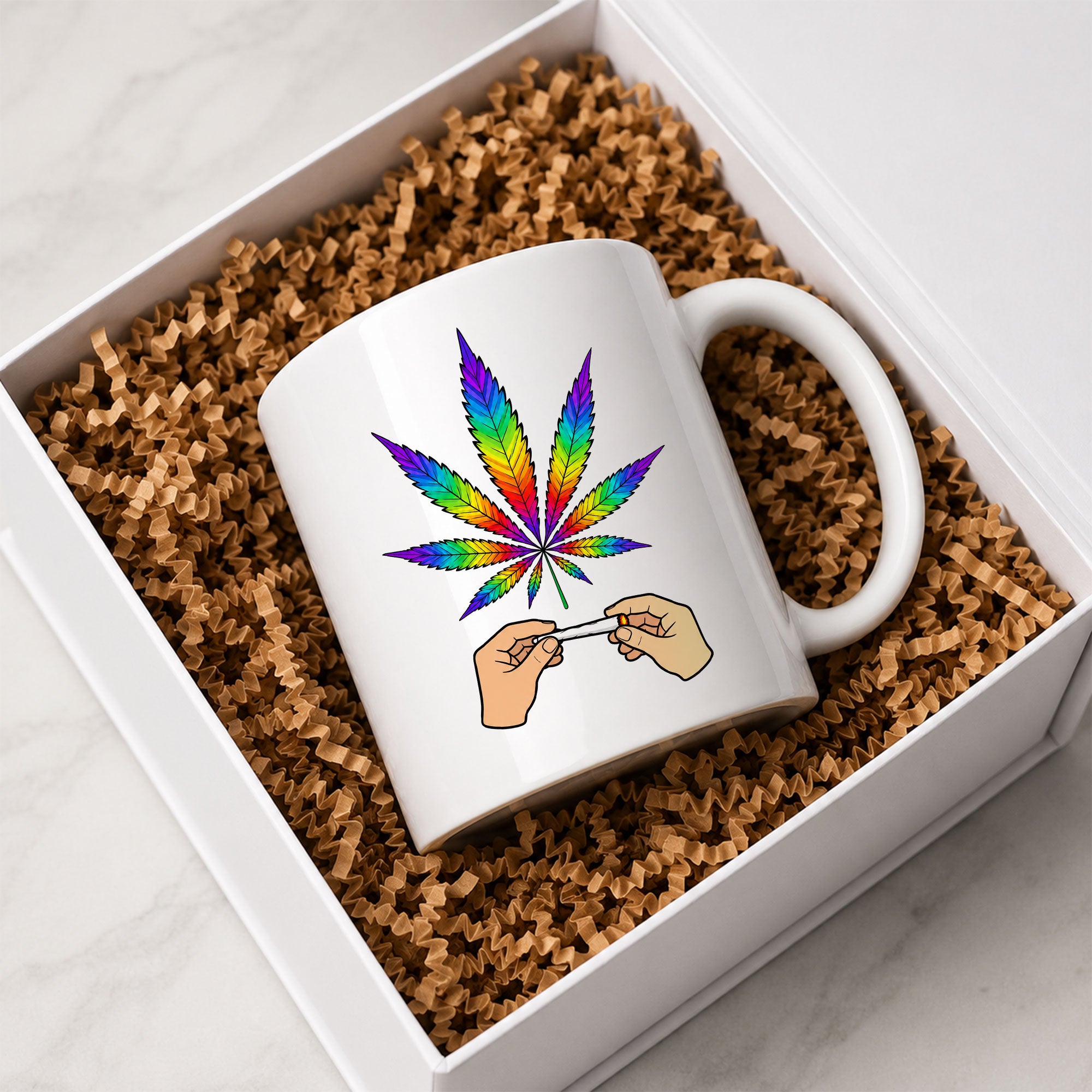 Rainbow Leaf Ceramic Coffee Mug