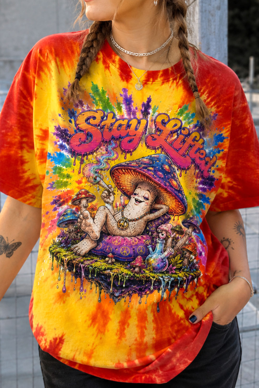 Stay Lifted Mushroom Tie-Dye Tee