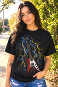 Lightning Guitar Rock Graphic Tee
