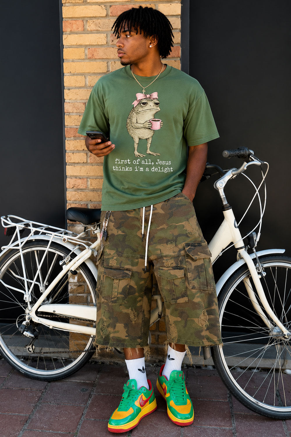 Jesus Thinks I'm a Delight Frog Green T-Shirt
