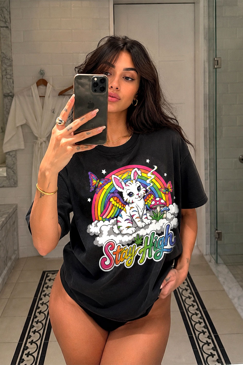 Stay High Trippy Rainbow Vintage Tee