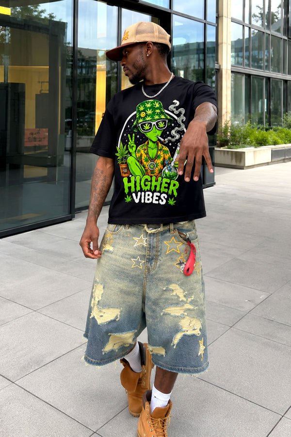 Higher Vibes Alien Weed Graphic Tee