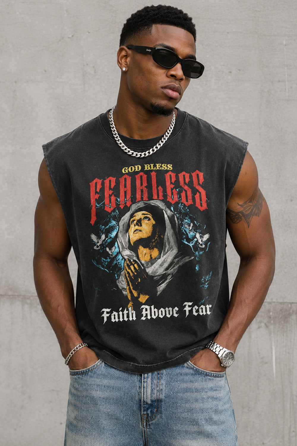 Vintage Christian Muscle Tee Acid Wash Cotton