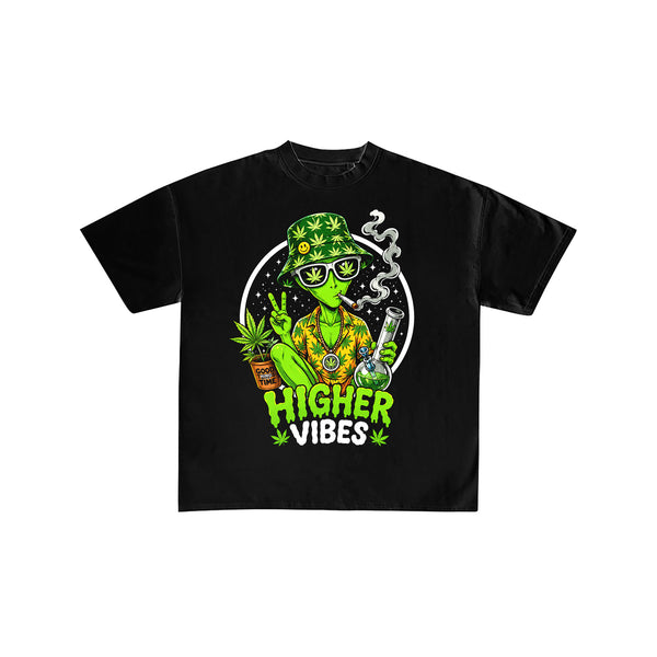 Higher Vibes Alien Weed Graphic Tee