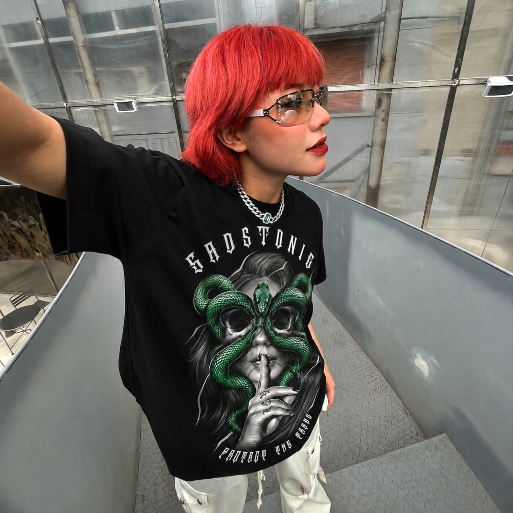 Medusa Snake Mask Gothic Graphic T-Shirt