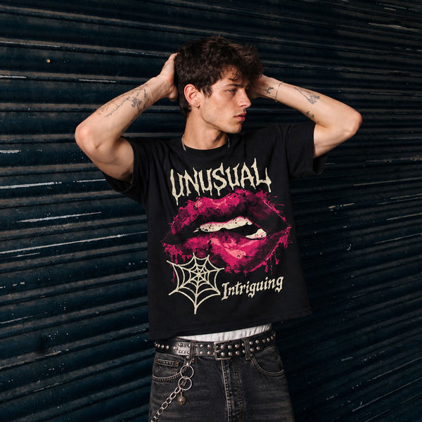 Unusual Intriguing Pink Lips Graphic Tee
