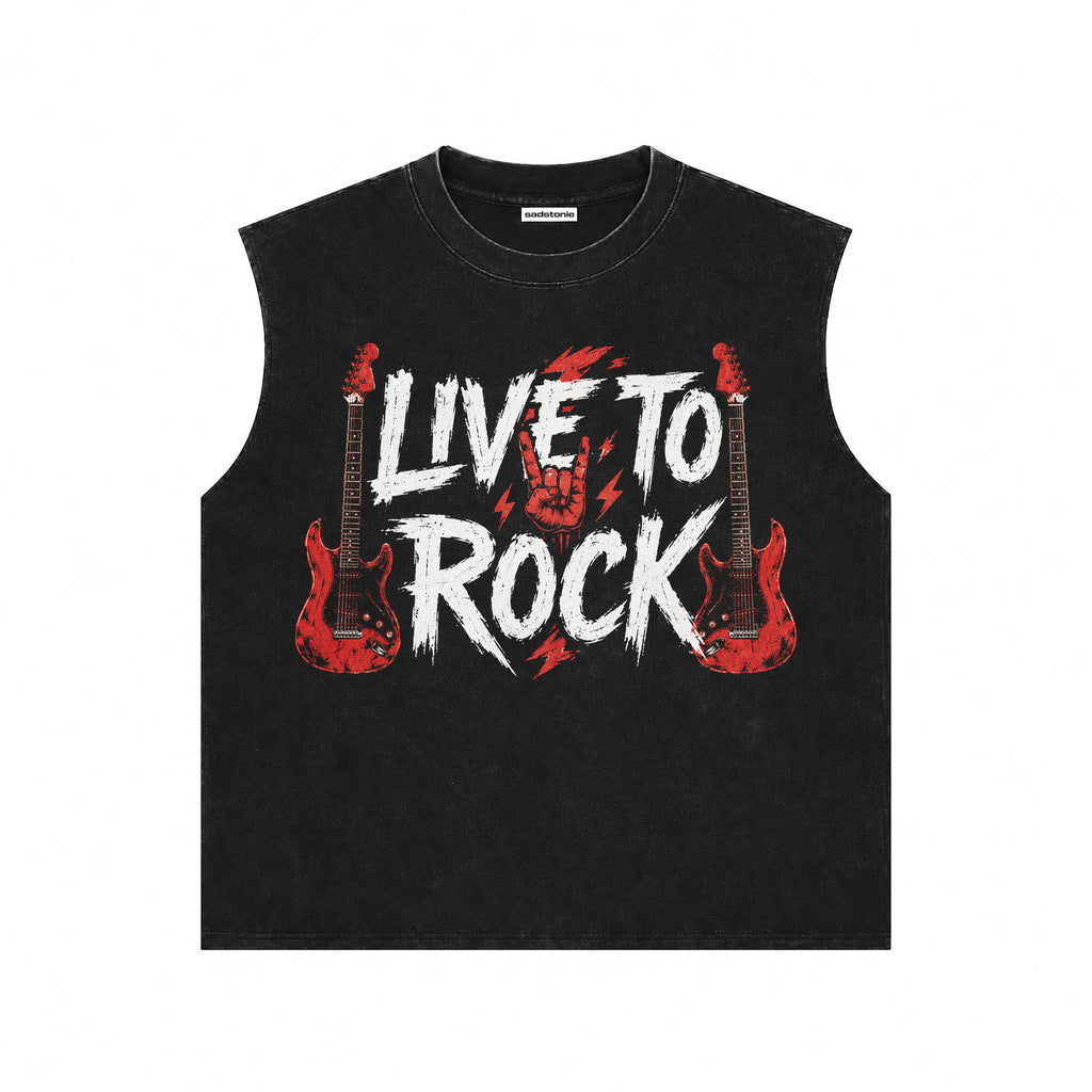 Live To Rock Vintage Crop Tank