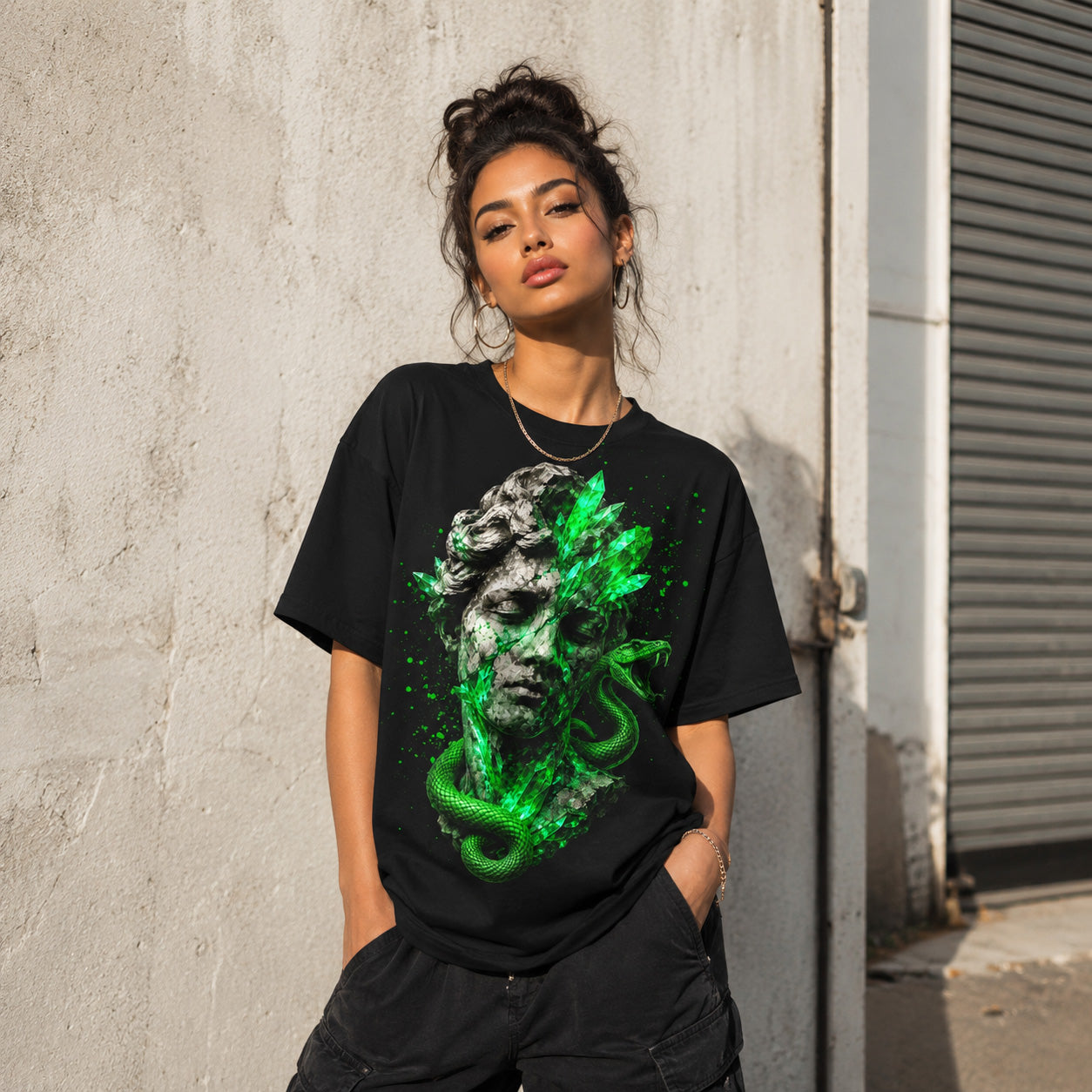 Medusa Crystal Myth Graphic Oversized T-Shirt
