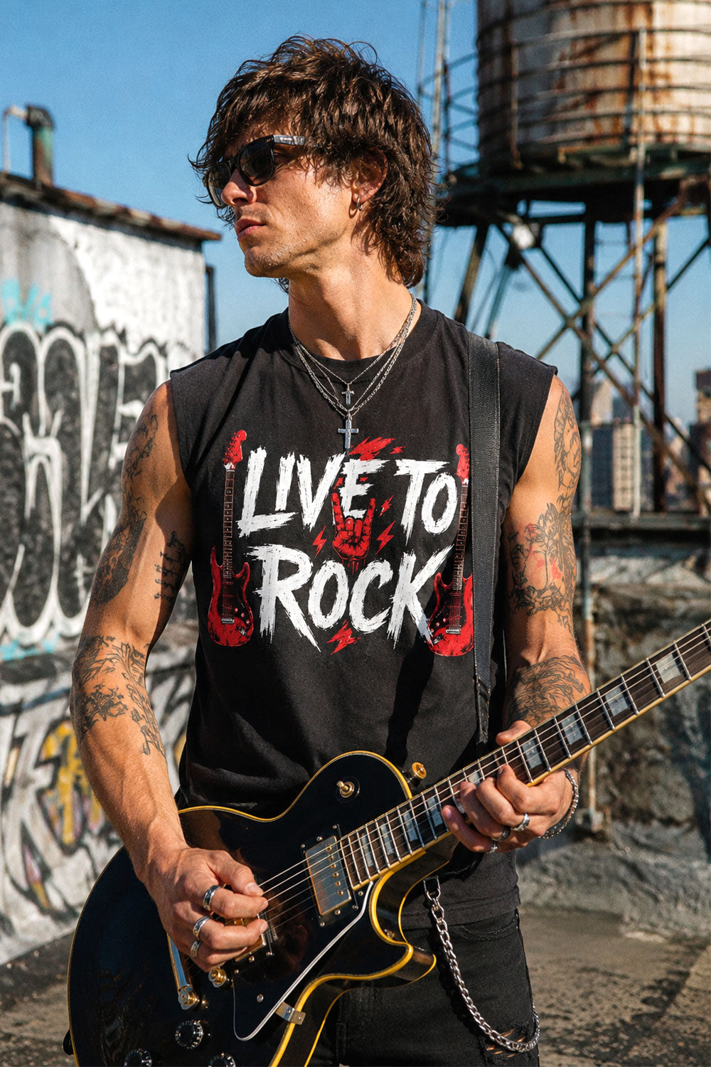Live To Rock Vintage Crop Tank