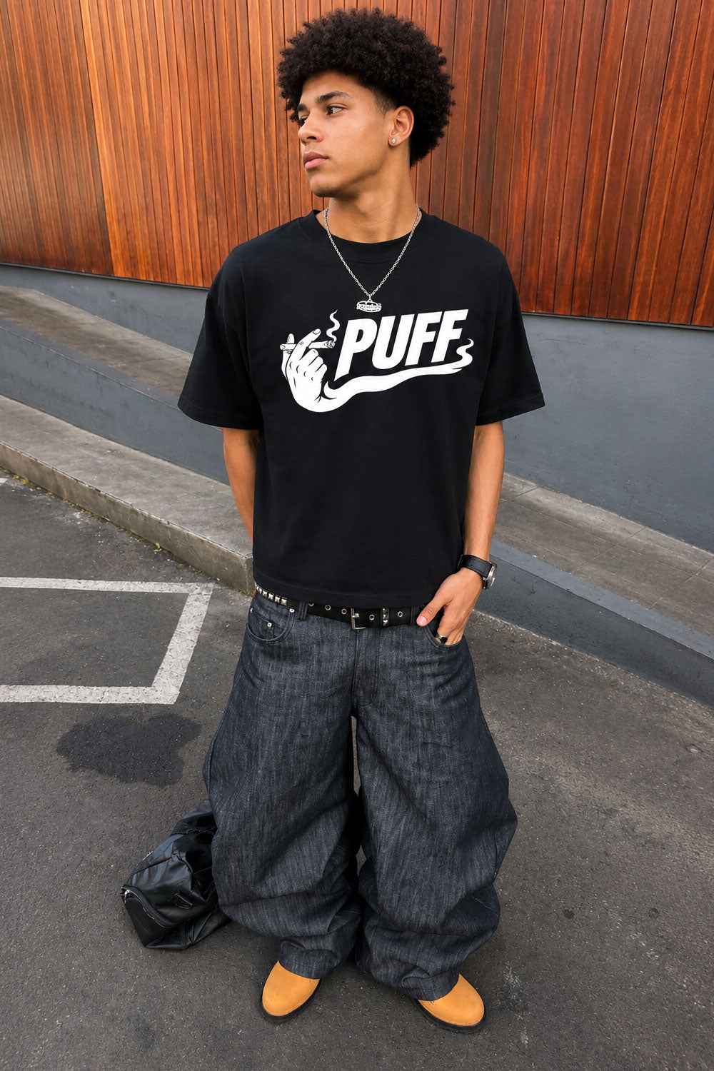 Puff Minimalist Cannabis Joint Graphic T-Shirt