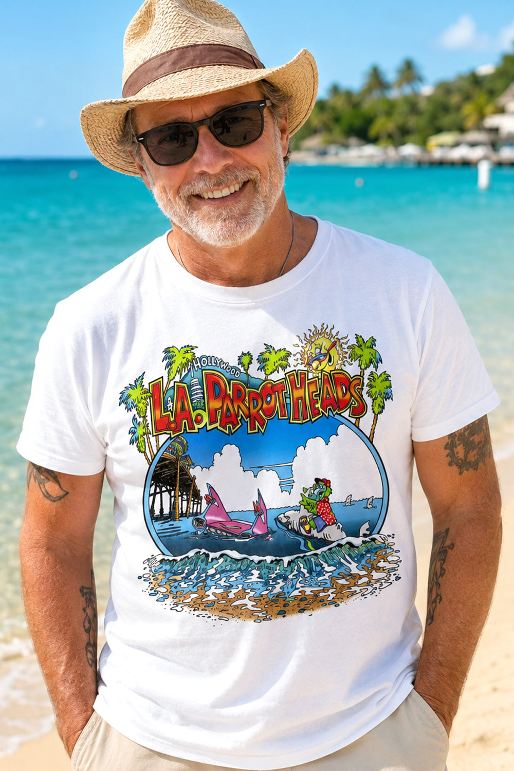 L.A. Parrot Heads Hollywood Graphic T-Shirt
