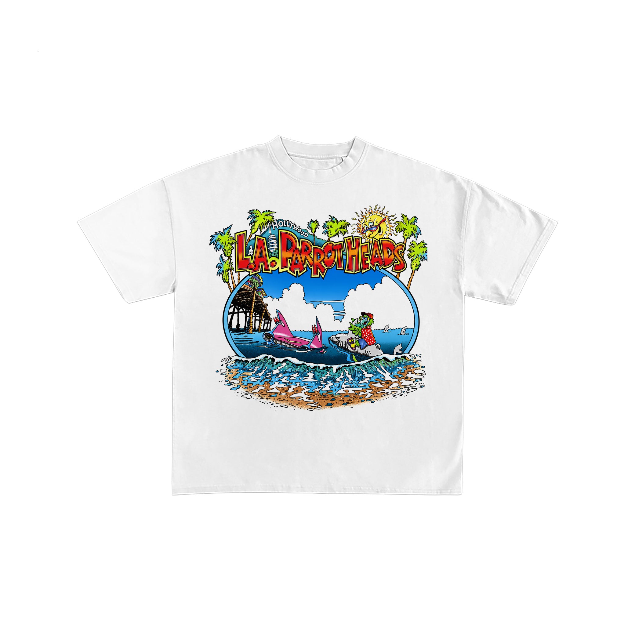 L.A. Parrot Heads Hollywood Graphic T-Shirt