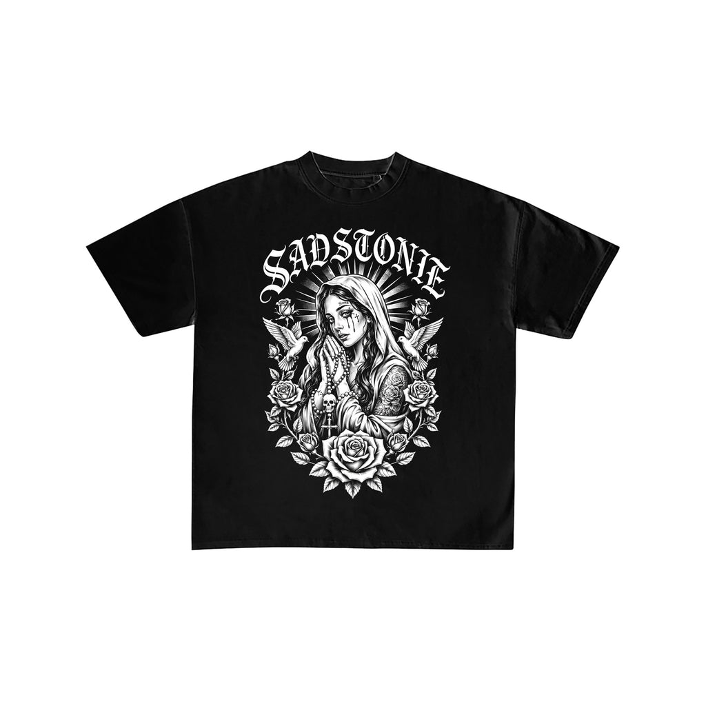 Praying Virgin Graphic Tee Black T-Shirt