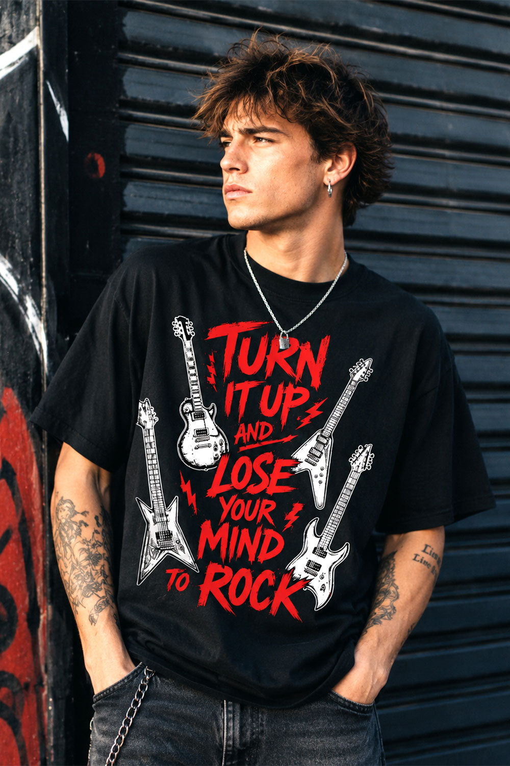 Turn It Up Rock Guitar Graphic Tee