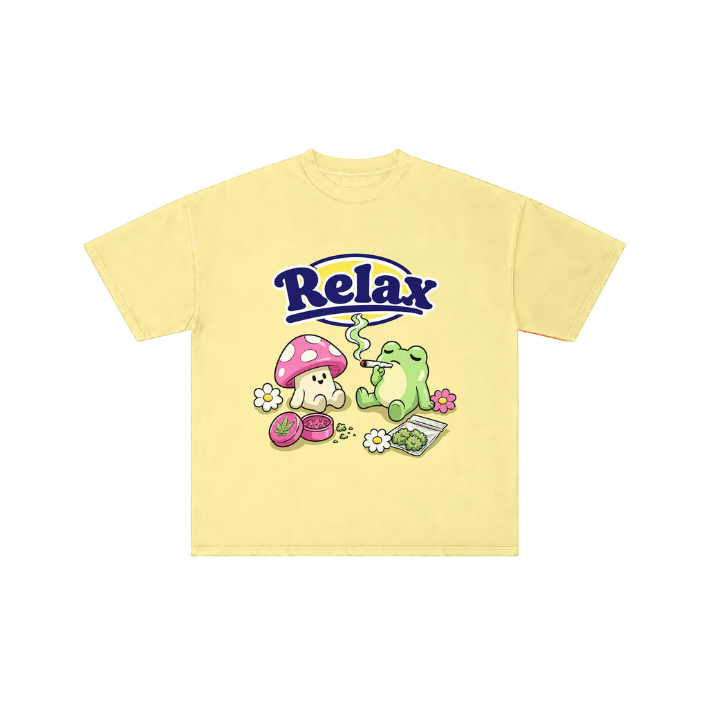 Relax Frog Mushroom Retro Graphic Tee