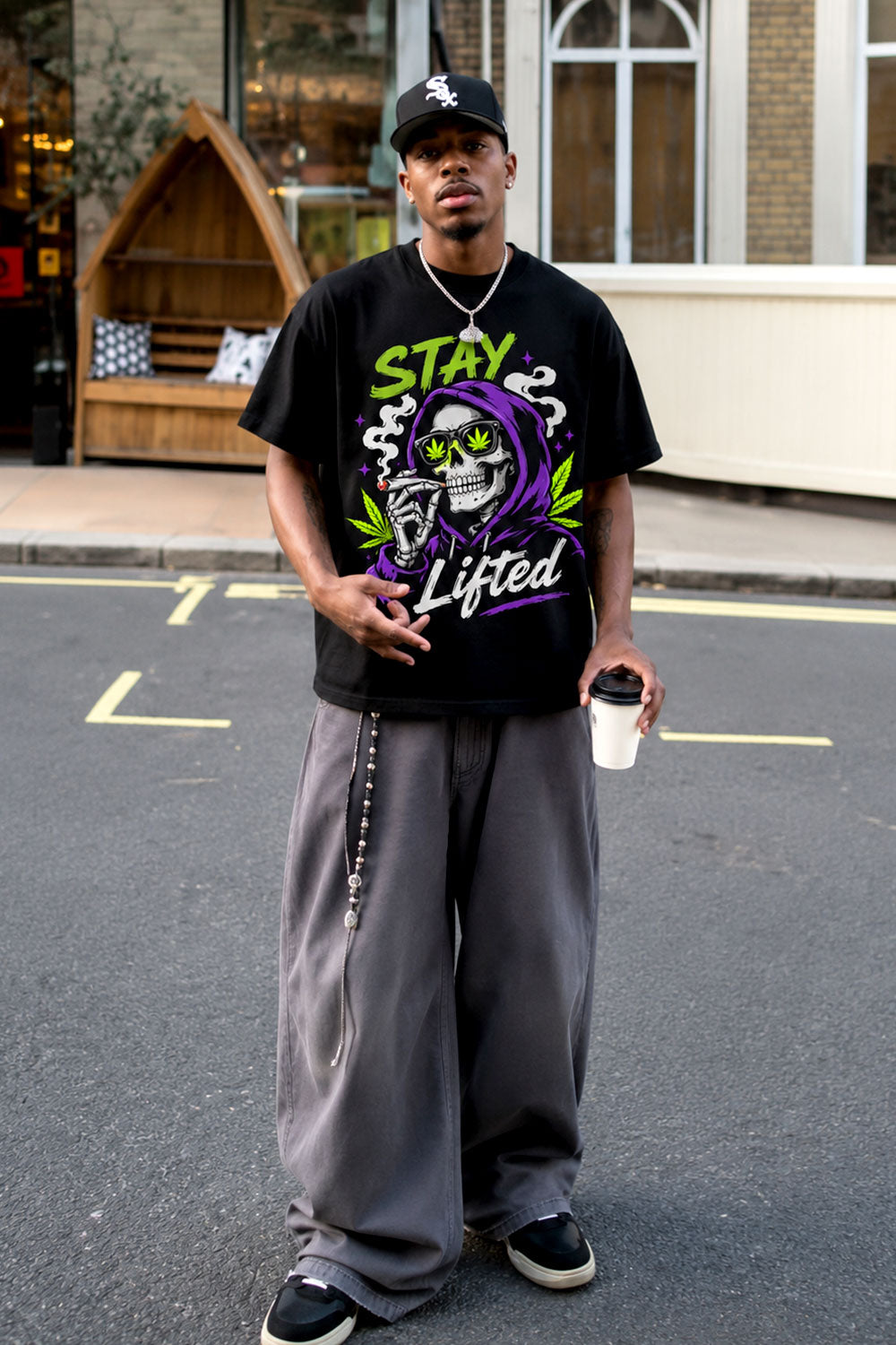 Stay Lifted Skeleton Purple Hoodie Tee