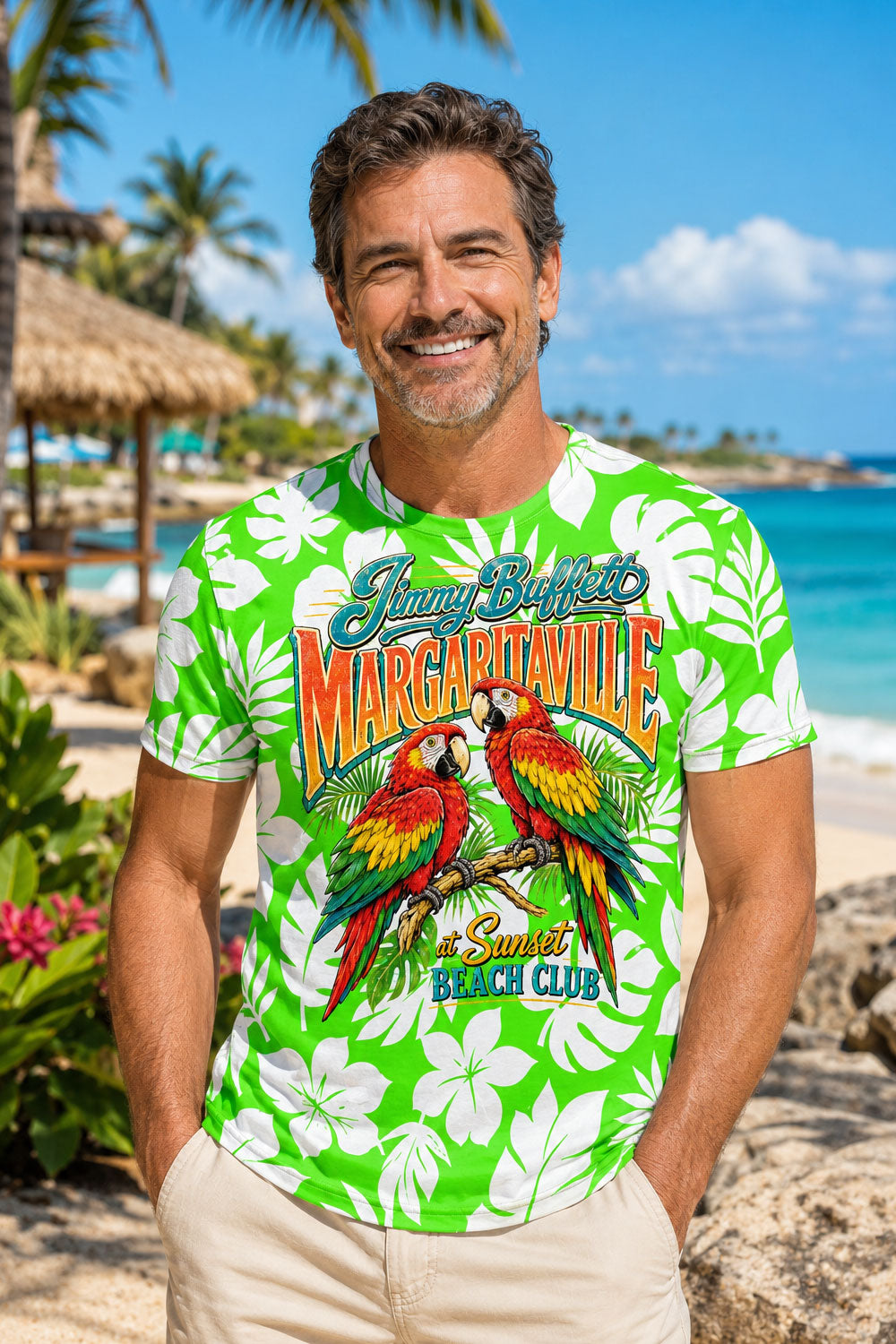Jimmy Buffett Sunset Beach Club Green Tee