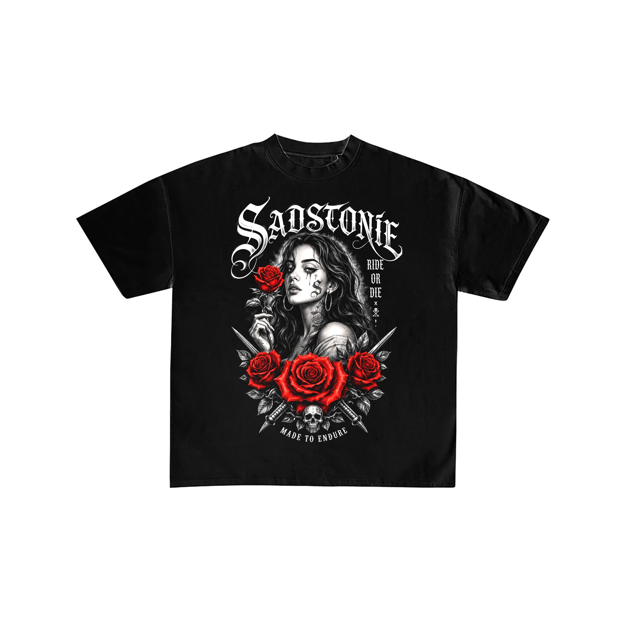 Ride or Die Rose Graphic Black Tee