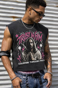 Y2K Cyber Christian Muscle Tee Acid Wash