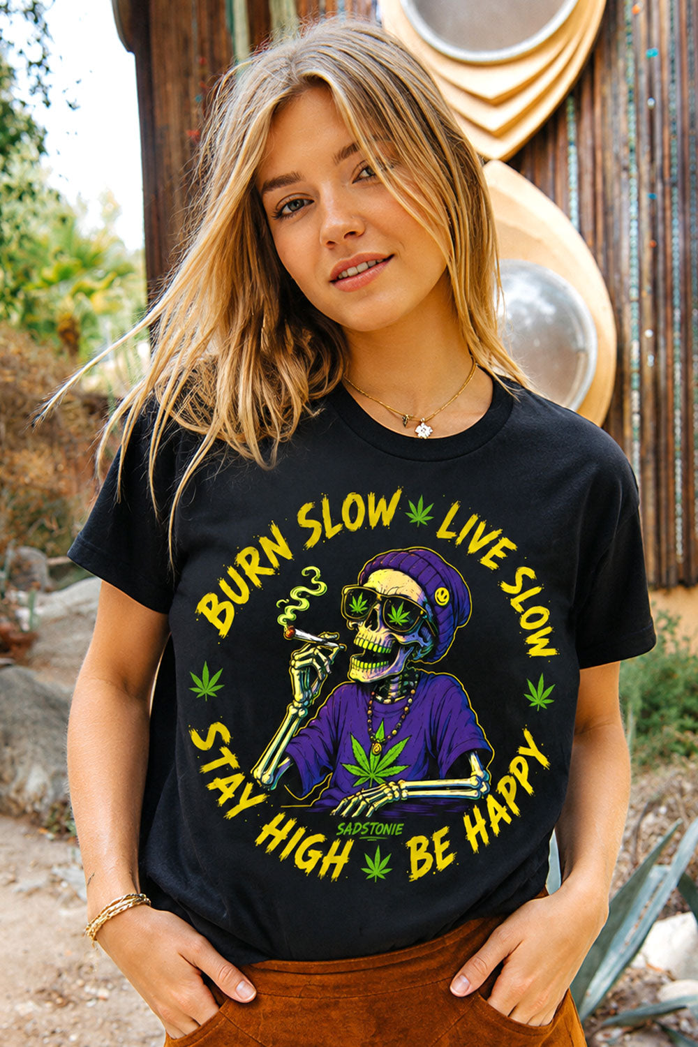 Burn Slow Skeleton Weed Graphic T-Shirt
