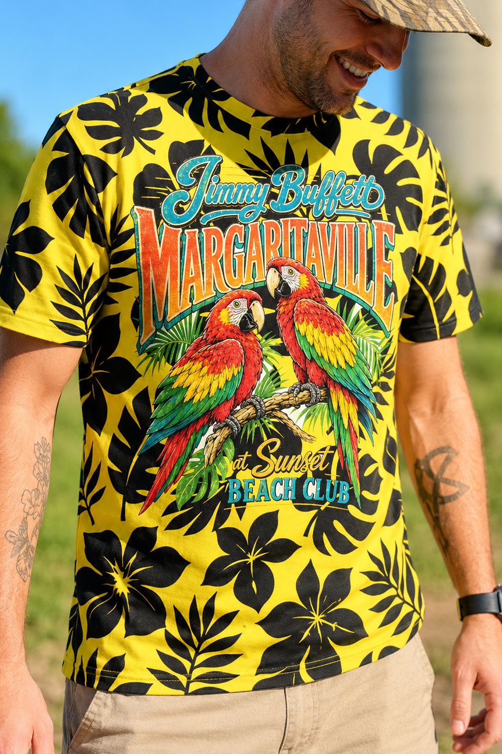 Jimmy Buffett Sunset Beach Club Yellow Tee