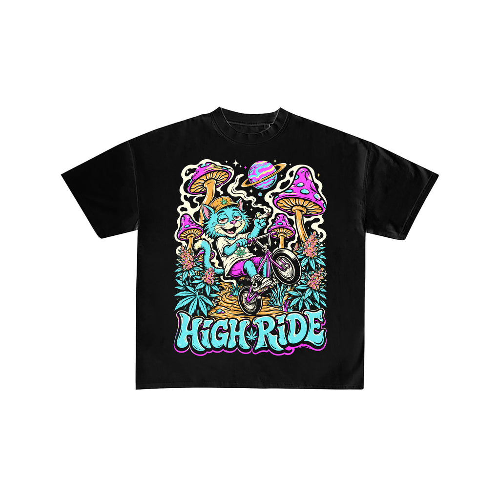 High Ride Psychedelic Cat Cannabis T-Shirt