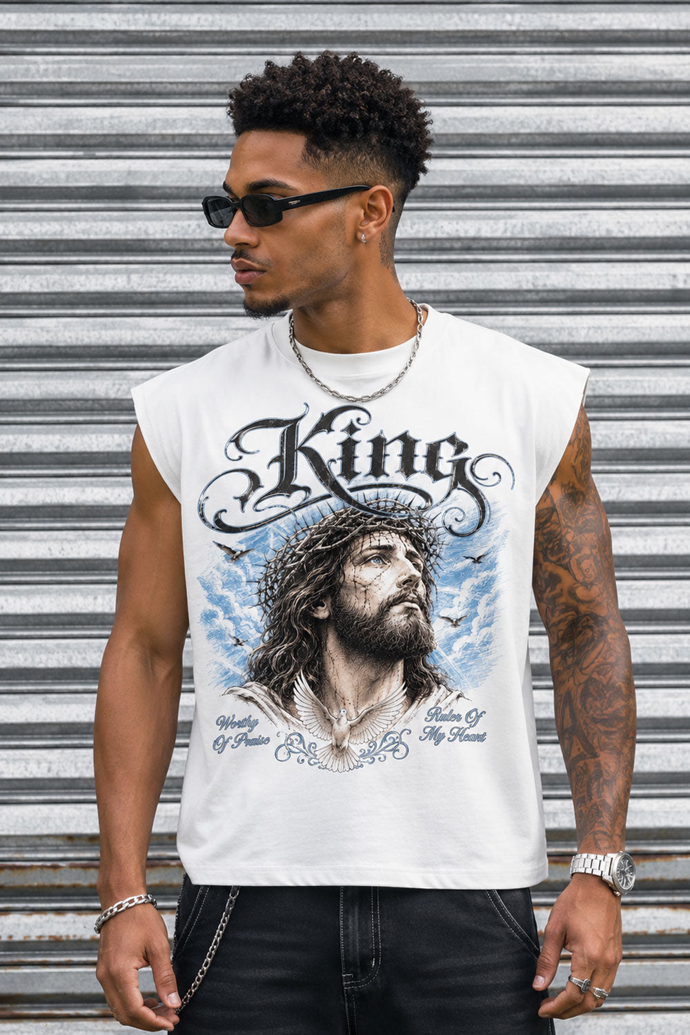 Baroque Christian Muscle Tee White Cotton