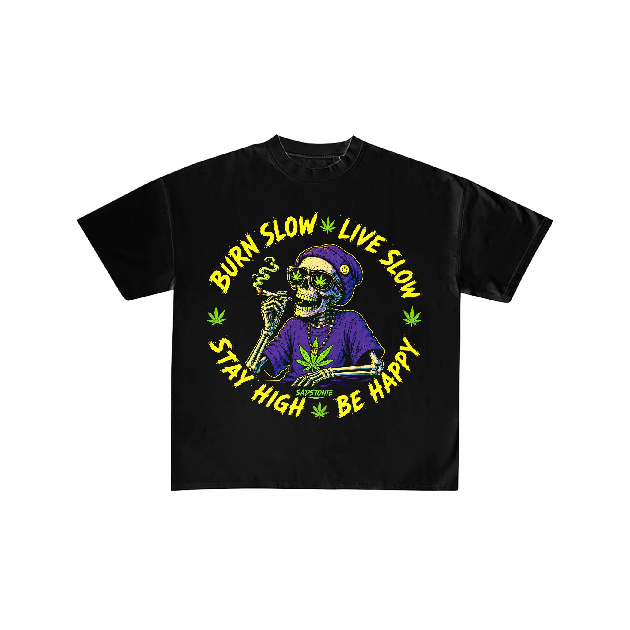 Burn Slow Skeleton Weed Graphic T-Shirt