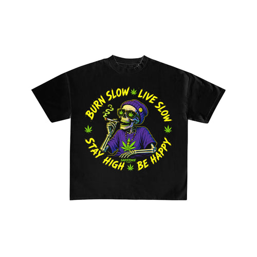 Burn Slow Skeleton Weed Graphic T-Shirt
