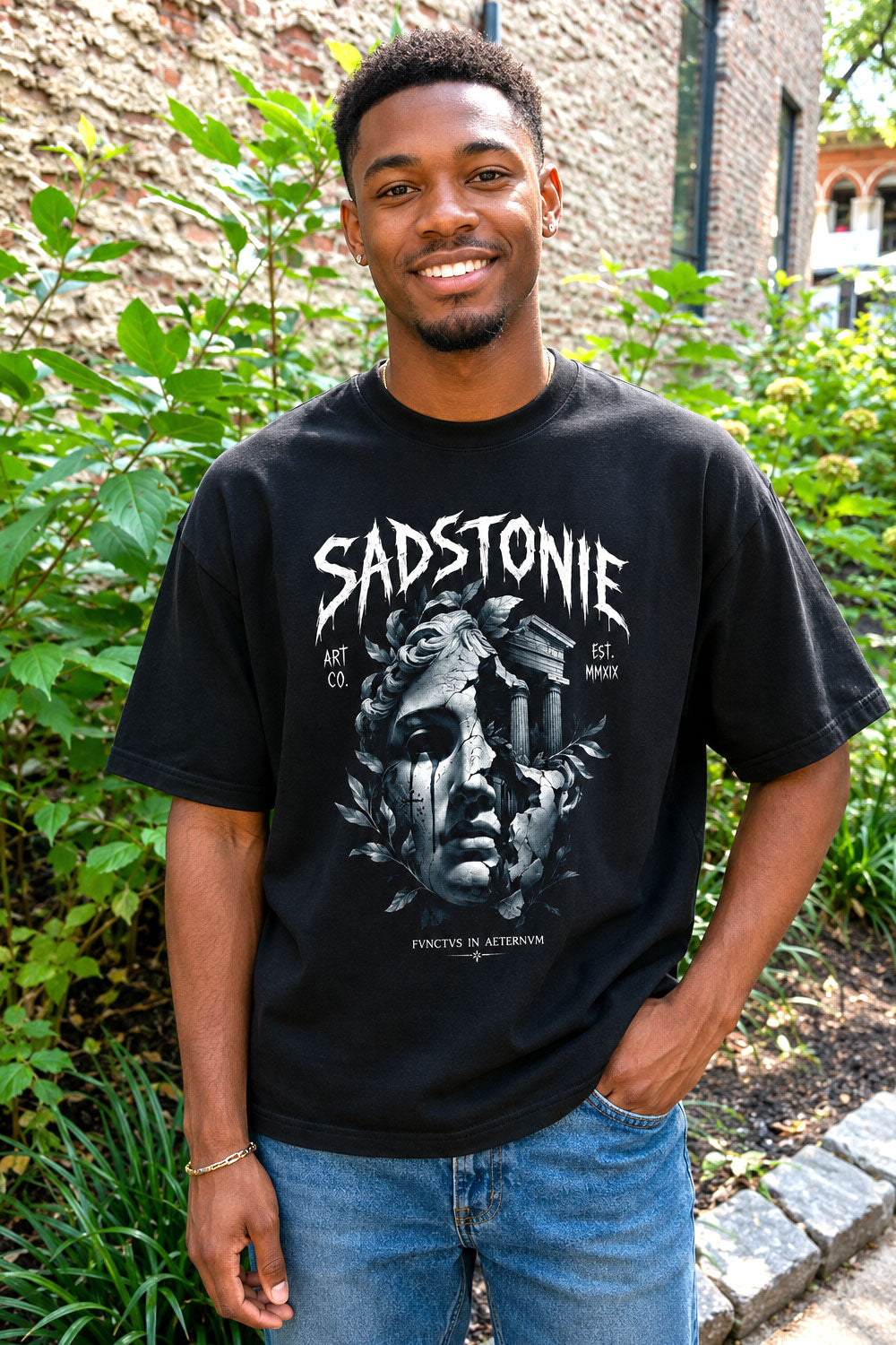 Greek Statue Graphic Tee Black T-Shirt