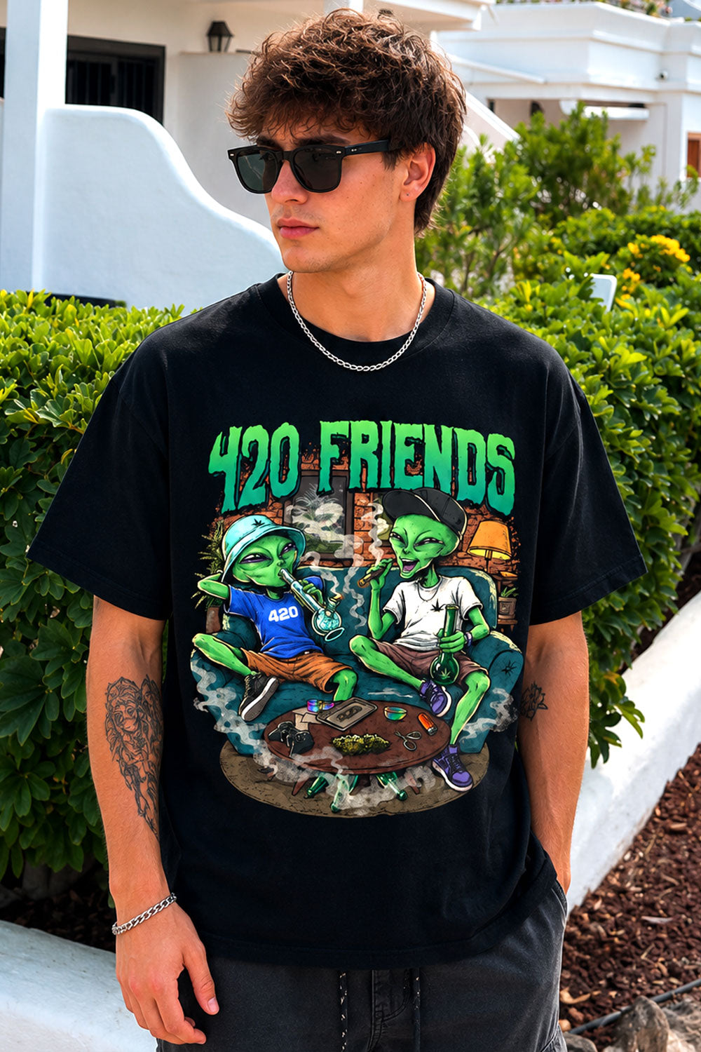 Alien 420 Friends Graphic Tee