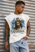 Crucifix Christian Muscle Tee White Cotton