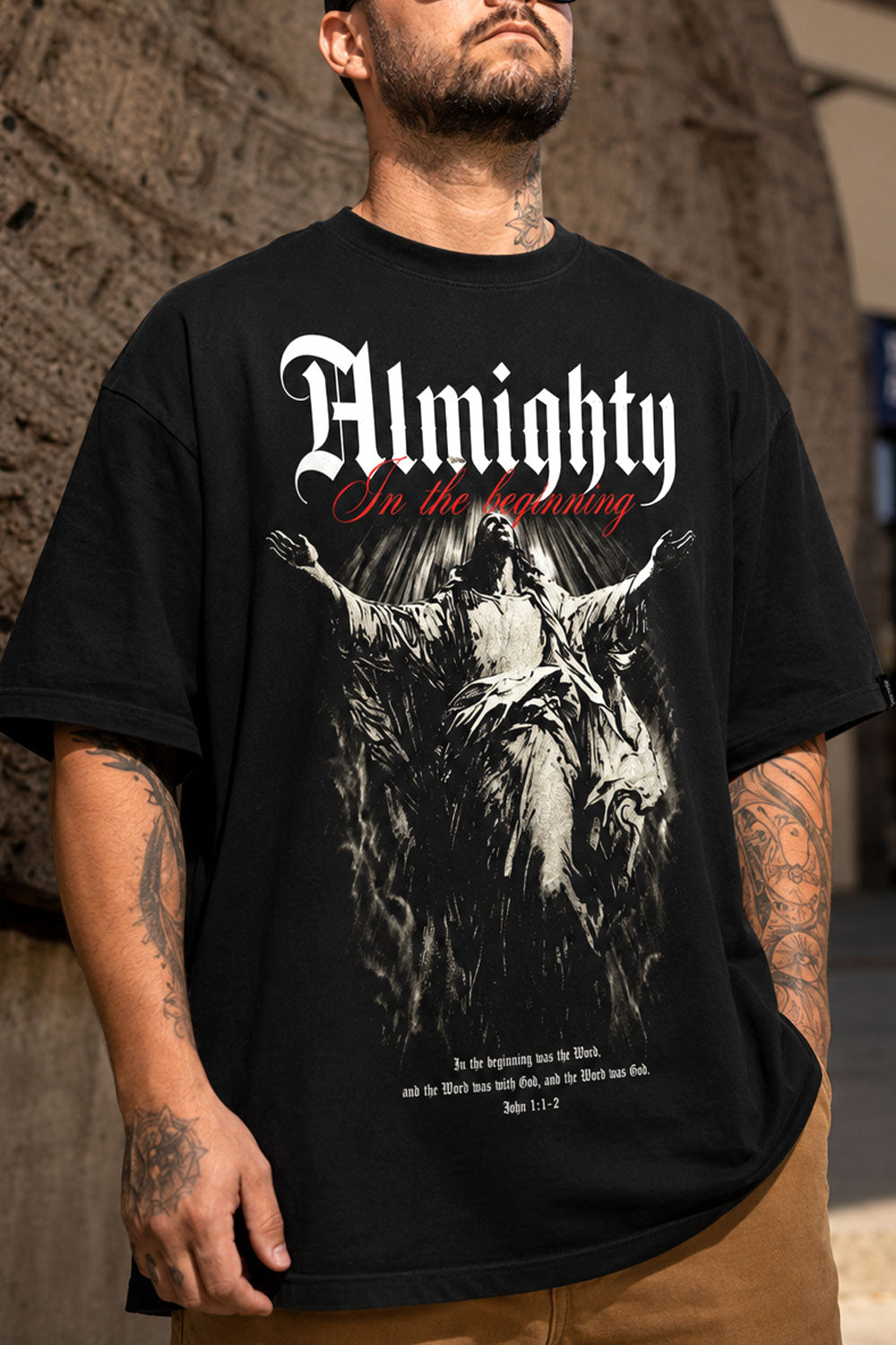 Almighty In the Beginning Christian Streetwear Tee
