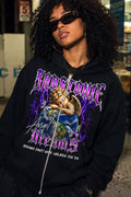 Angel Dreams Purple Lightning Black Zip Hoodie