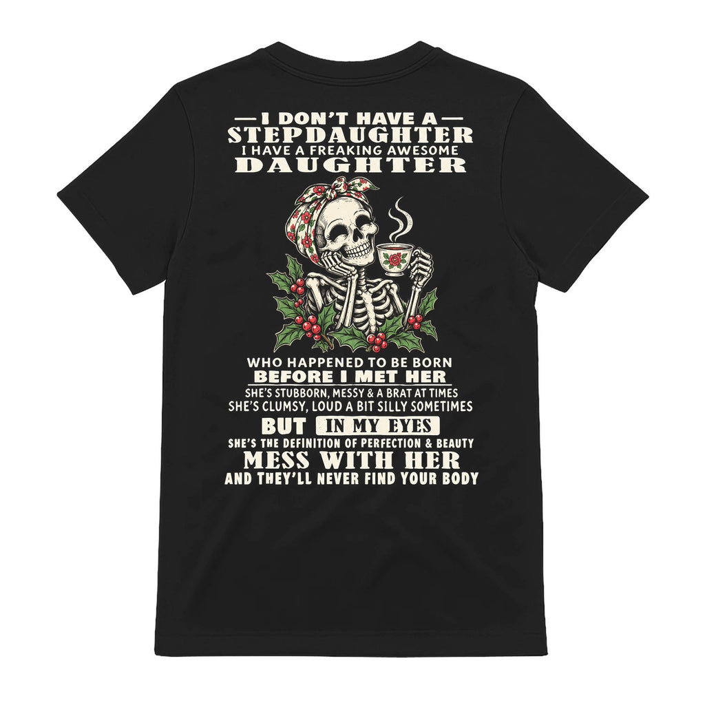 Awesome Stepdaughter Skeleton Mom Quote Tee