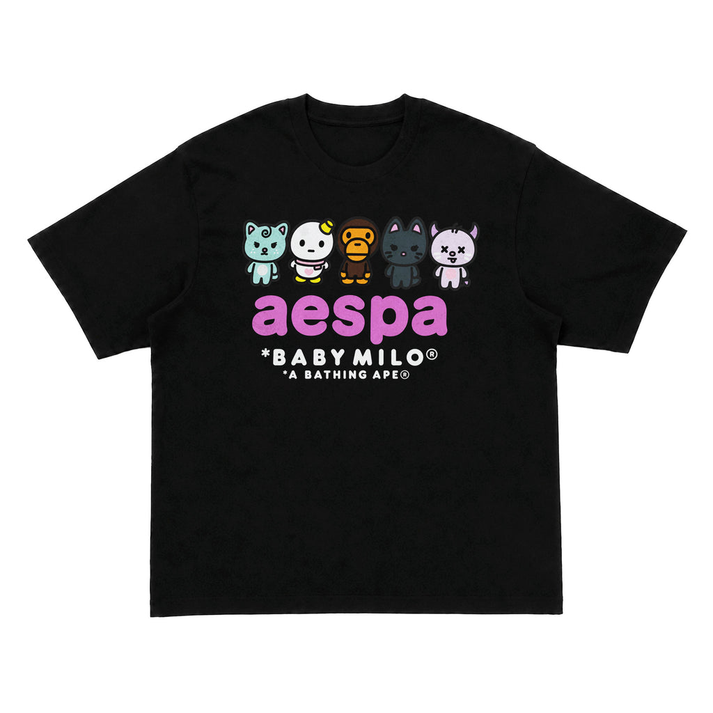 BAPE x aespa Baby Milo Black Shirt