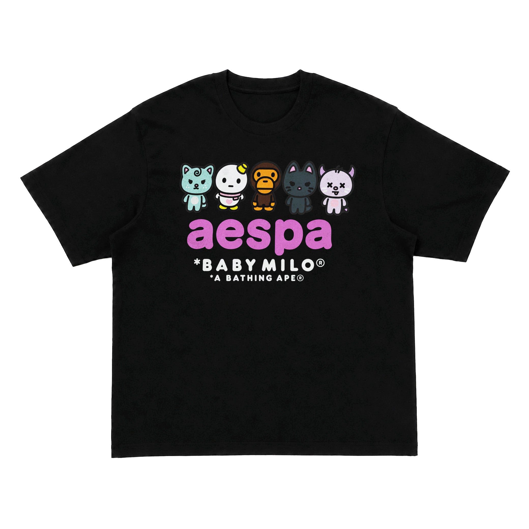 BAPE x aespa Baby Milo Black Shirt