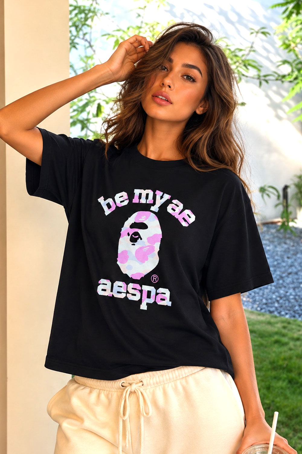 BAPE x aespa Be My Ae Black T-Shirt