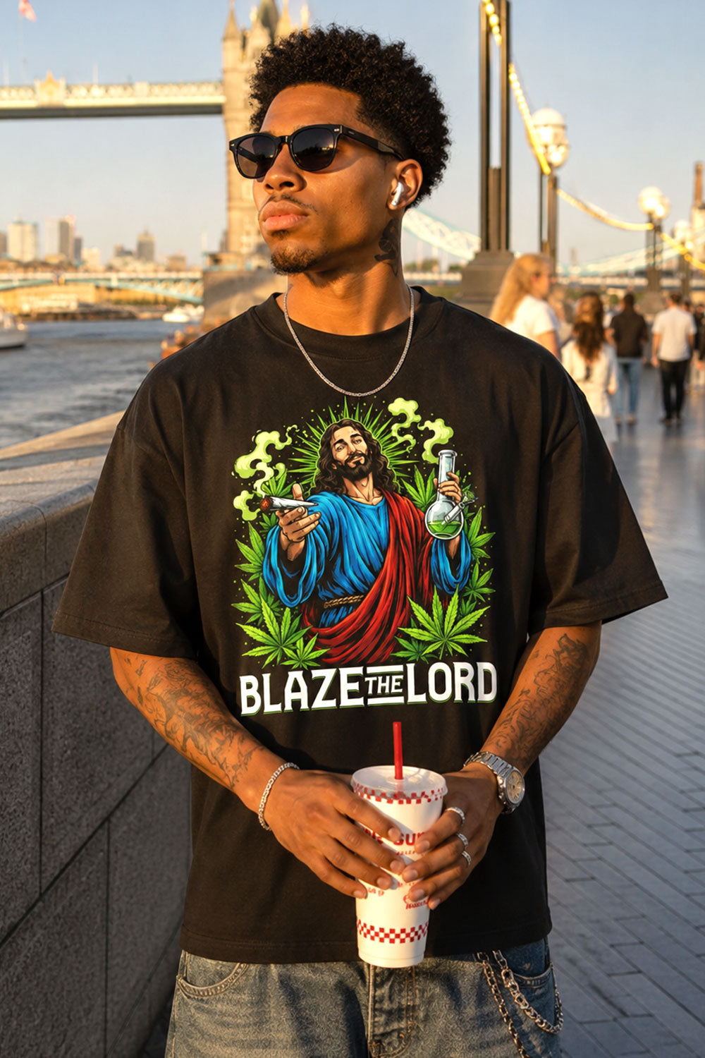 Blaze the Lord Jesus Black Graphic T-Shirt