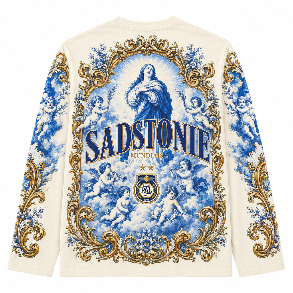 Blue Baroque Angel Graphic Long Sleeve Shirt