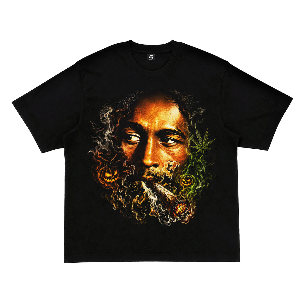 Bob Marley Halloween Smoking Graphic T-Shirt