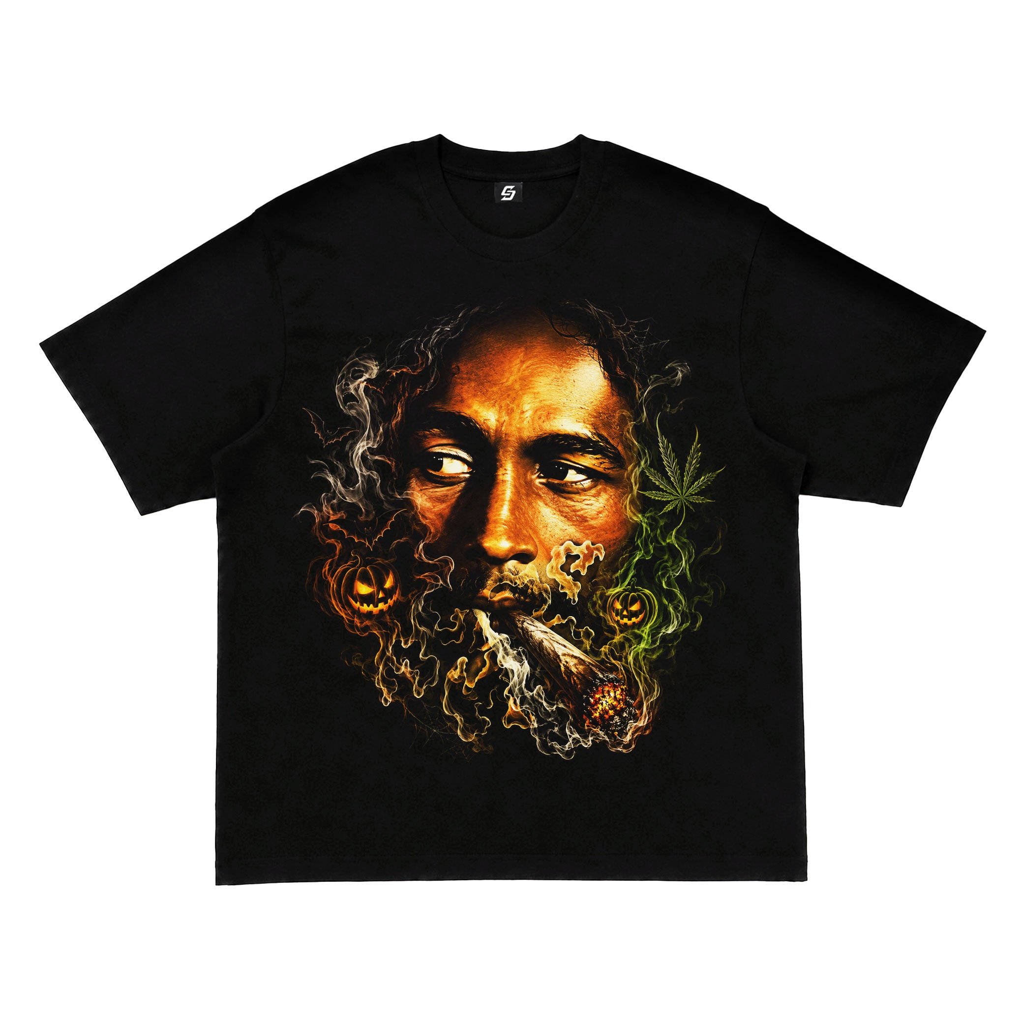 Bob Marley Halloween Smoking Graphic T-Shirt