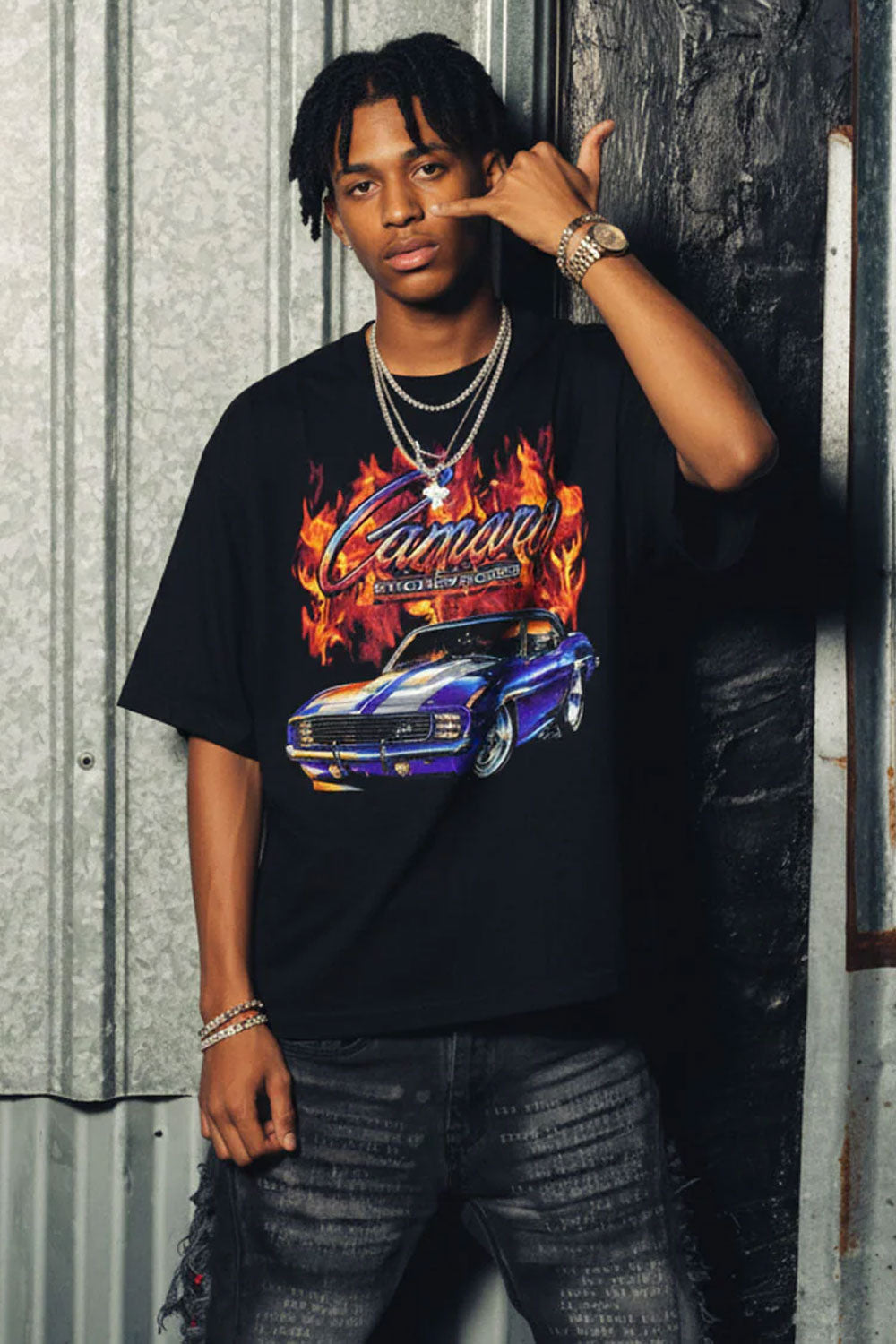 Camaro Fire Graphic Vintage Streetwear T-Shirt