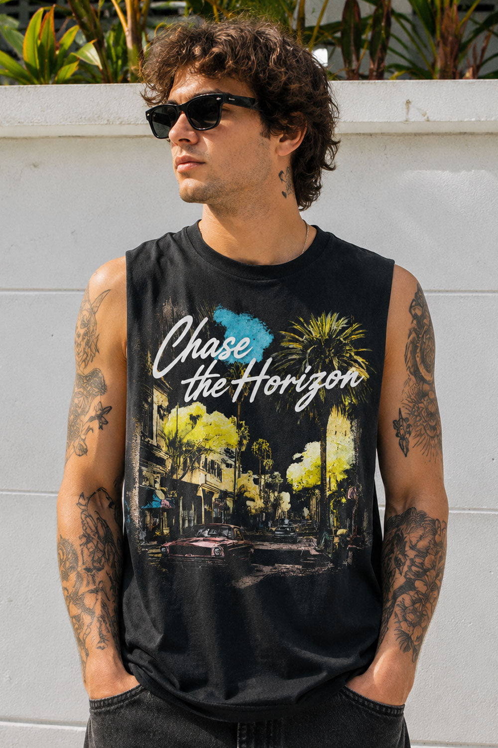 Chase the Horizon Vintage Graphic Muscle Tee