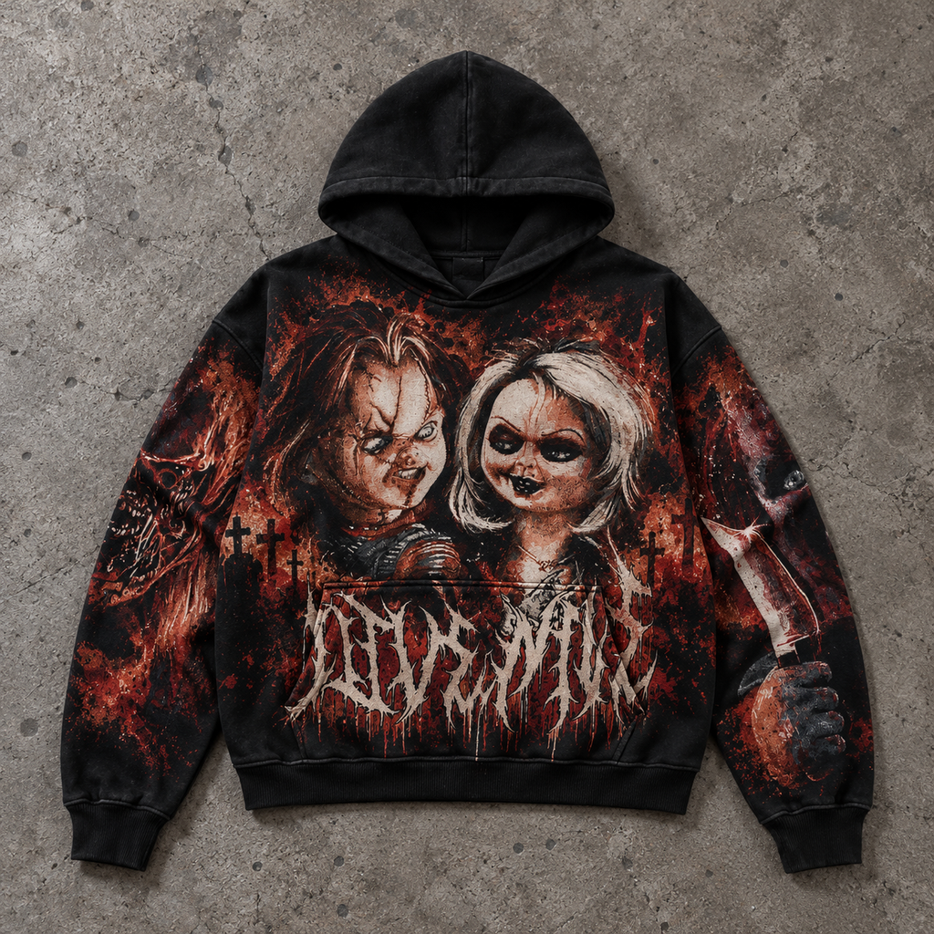 Chucky Tiffany Horror Graphic Hoodie